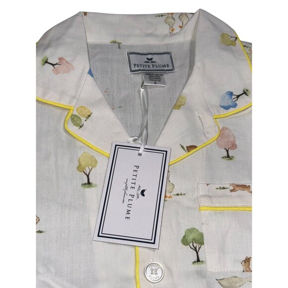 Petite Plume Childrens Pajama Set With Bunny & Tree Print - Size 6 - 100% Cotton - Picture 4 of 11
